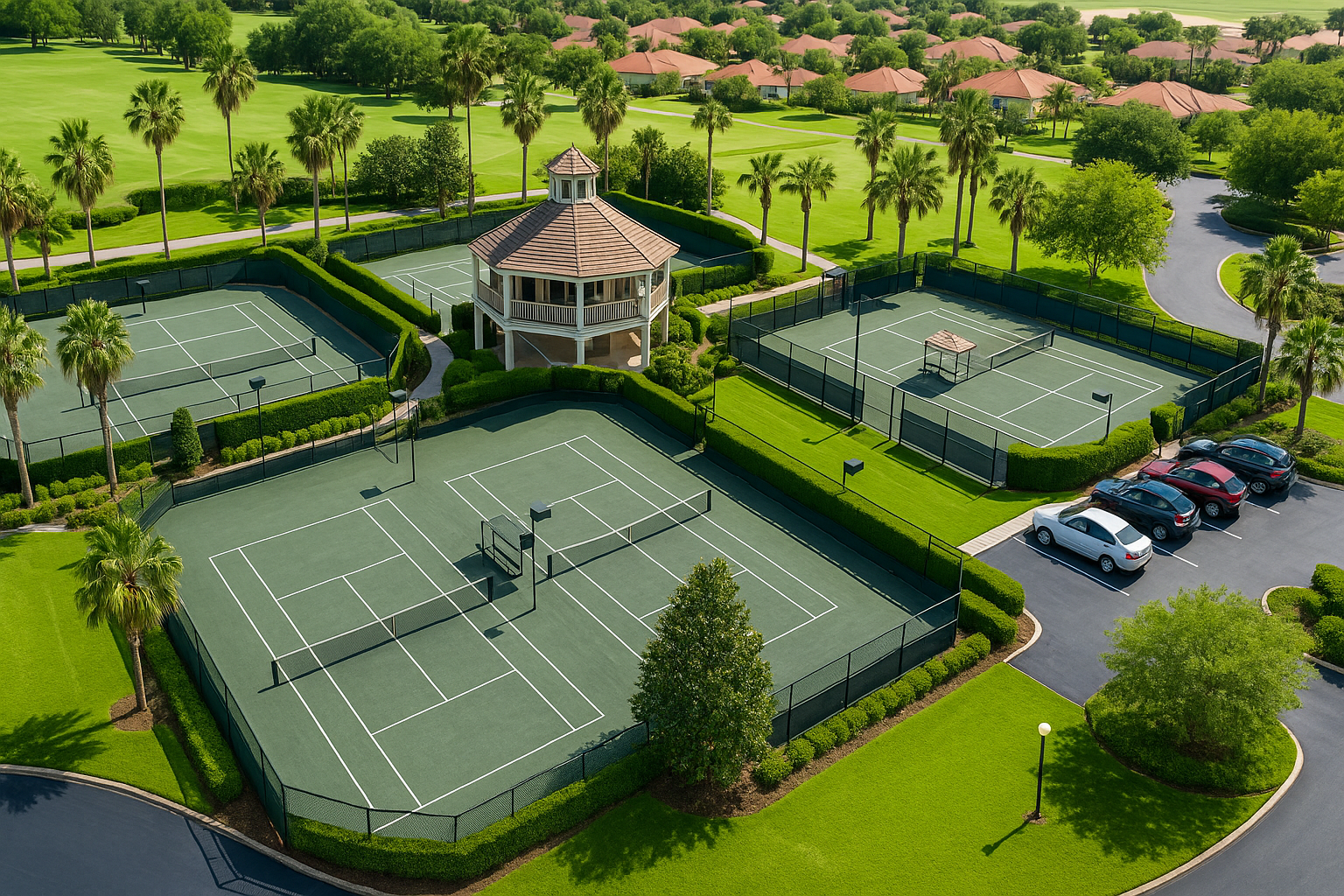 Rooftop Tennis Court with City Views